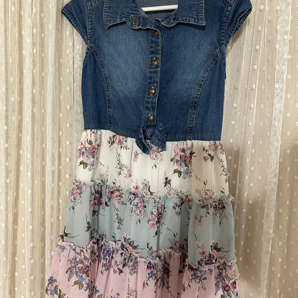 Floral Denim Kids Dress